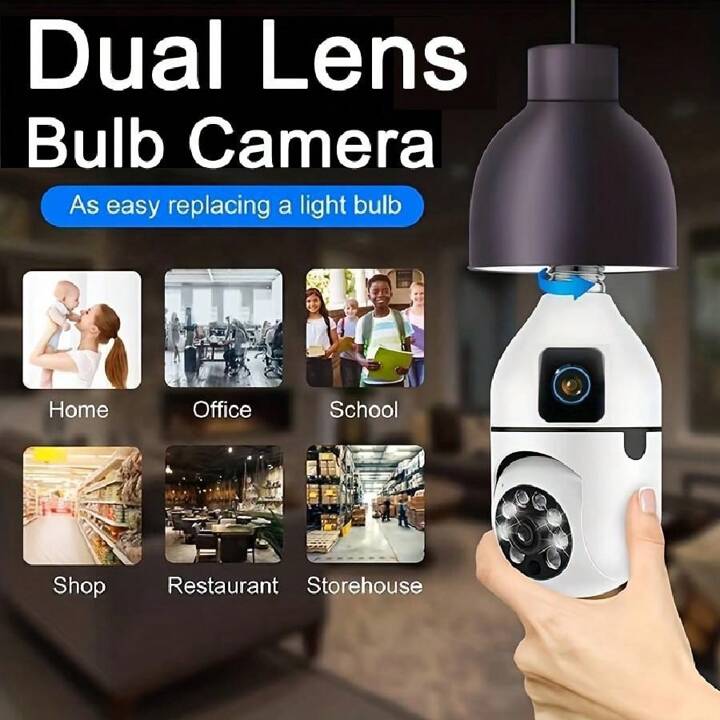 V380 Dual Lens Bulb Shaped Wifi Wireless CCTV Camera