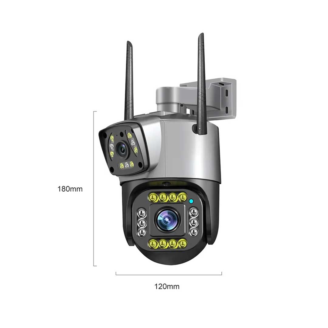 V380 Dual Lens PTZ WiFi CCTV Camera with Color Night Vision and Two-Way Talk