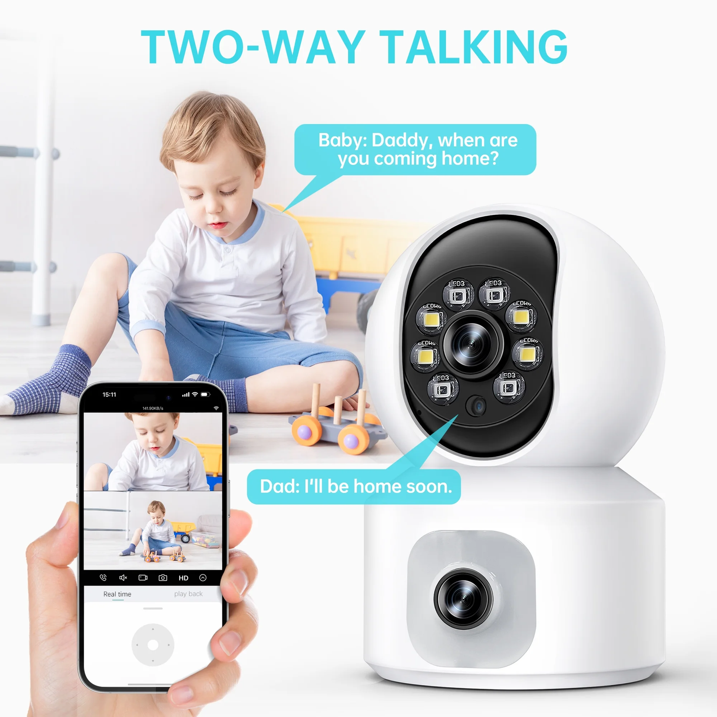 Sim supported Wireless CCTV Camera With Dual Lens