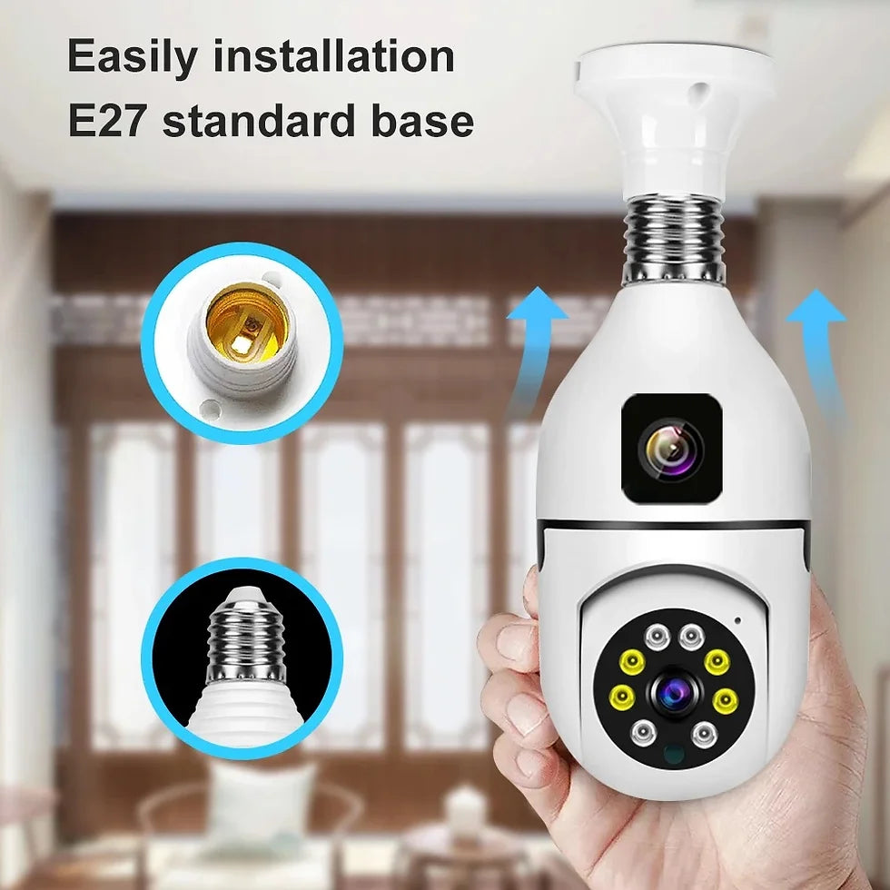 V380 Dual Lens Bulb Shaped Wifi Wireless CCTV Camera