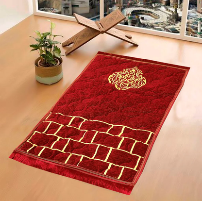 Red Motif Prayer Mat -  Premium Foam Jayenamaz